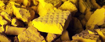 A photo of yellow cake uranium